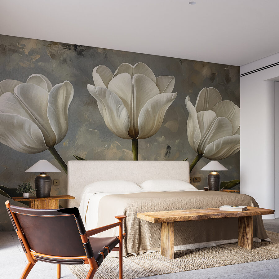 Painting of white tulips