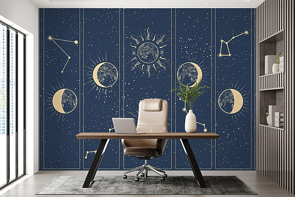 Group of images of the sun and moon Group of images of the sun and moon