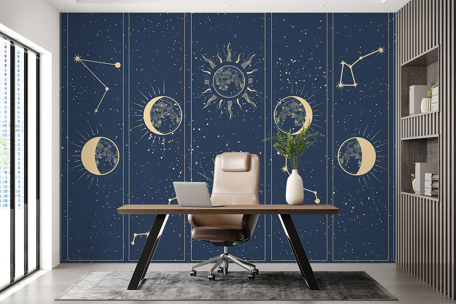 Group of images of the sun and moon Group of images of the sun and moon