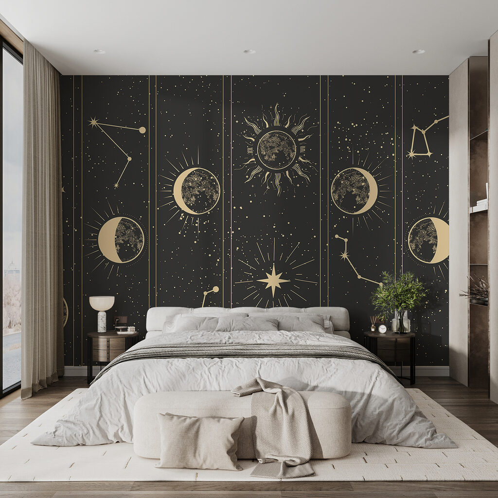 Group of banners with moon and stars