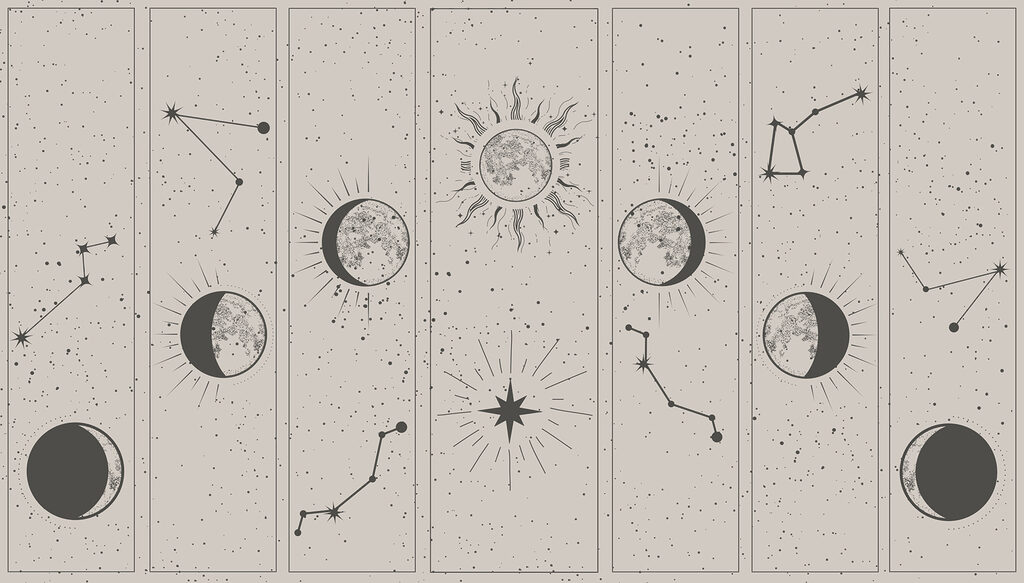 Group of images of the sun and moon Group of images of the sun and moon