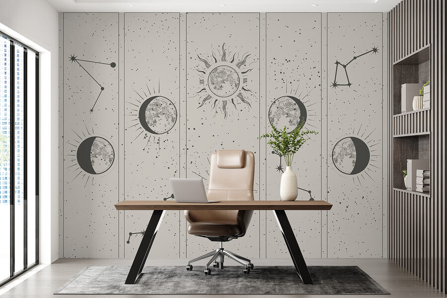 Group of images of the sun and moon Group of images of the sun and moon