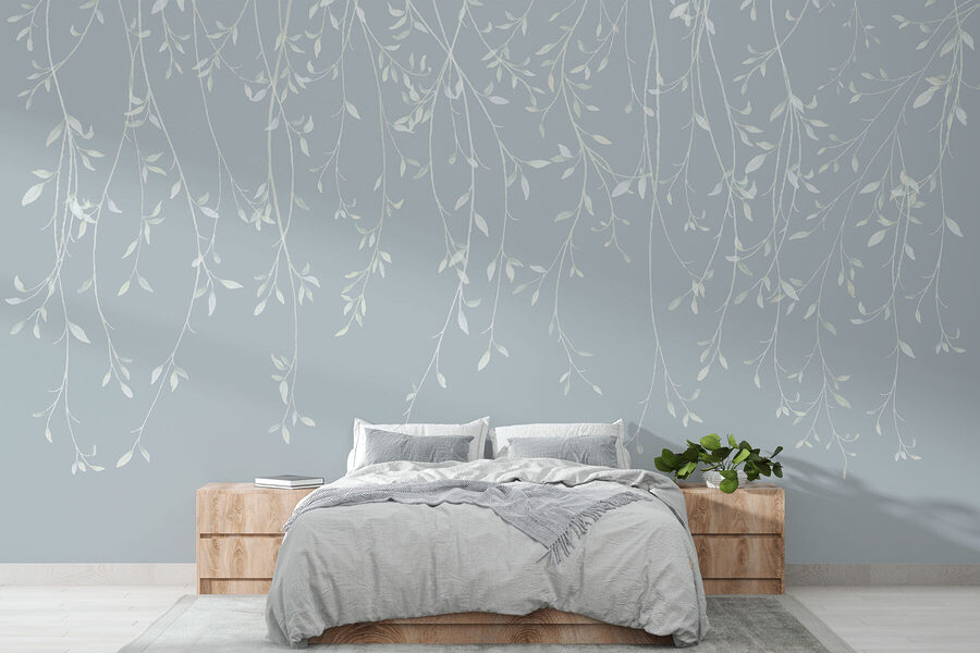 Wall murals White branches with leaves on them - Image 2
