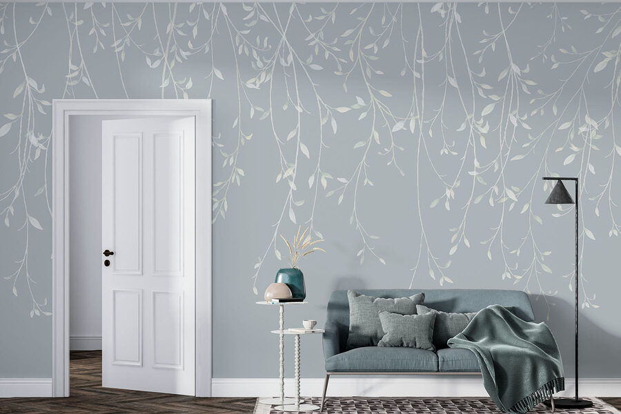 Wall murals White branches with leaves on them - Image 3