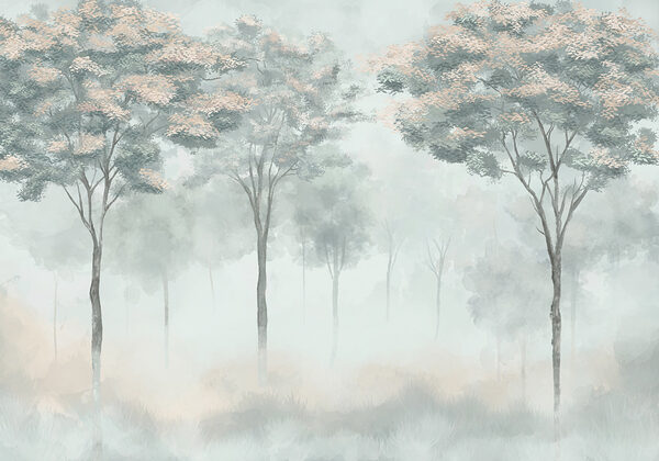 Group of trees in fog Group of trees in fog