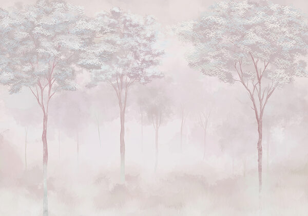 Foggy forest with trees Foggy forest with trees