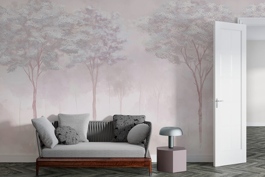 Wall murals Foggy forest with trees - Image 2