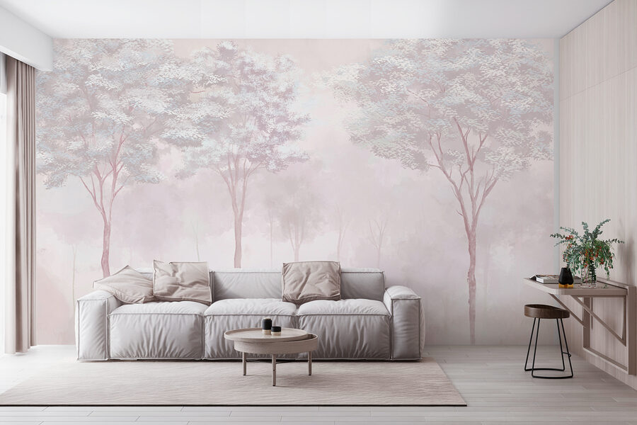 Wall murals Foggy forest with trees - Image 3