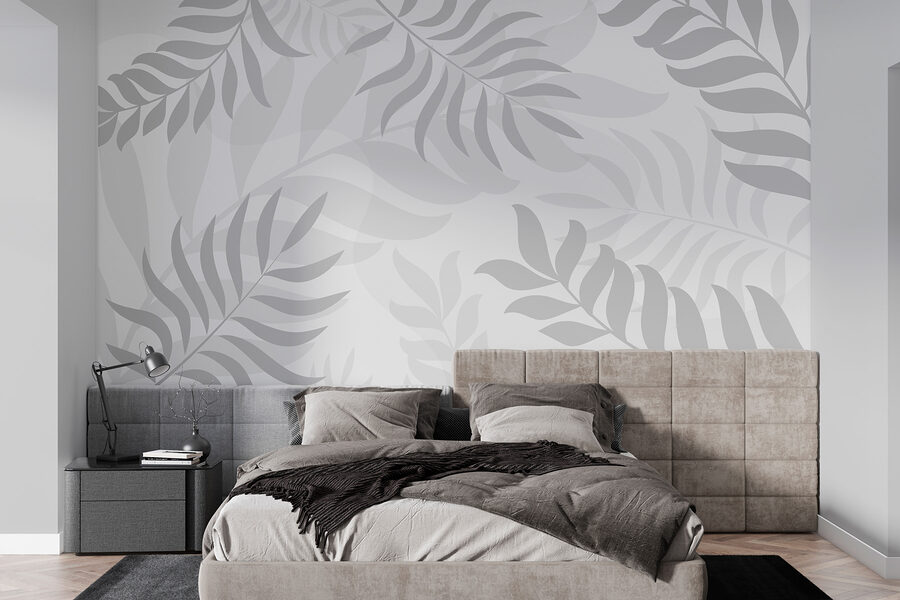 Grey leaves on a white background