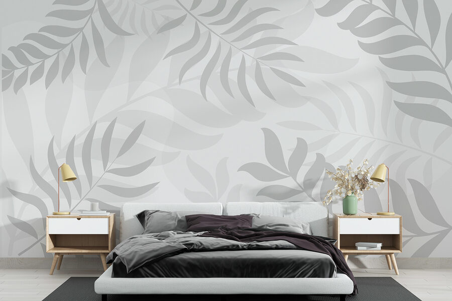 Grey leaves on a white background