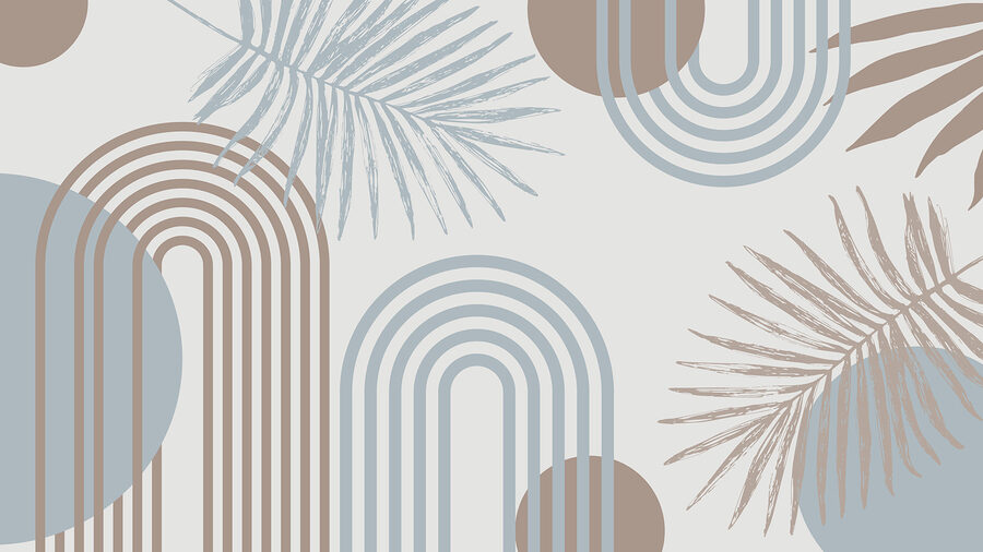 Pattern of leaves and a rainbow