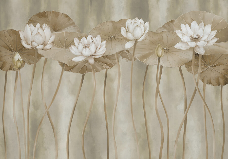 Group of white flowers and leaves