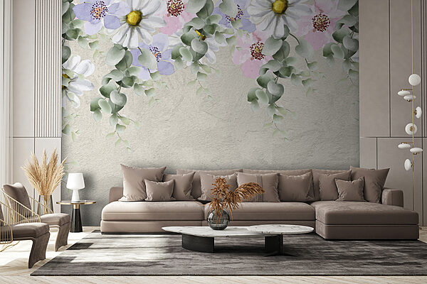 Group of flowers and leaves Group of flowers and leaves