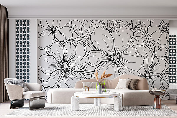 Black and white drawing of flowers Black and white drawing of flowers