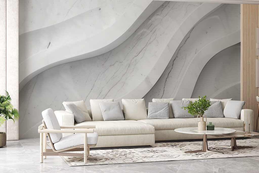 White marble wall with lines