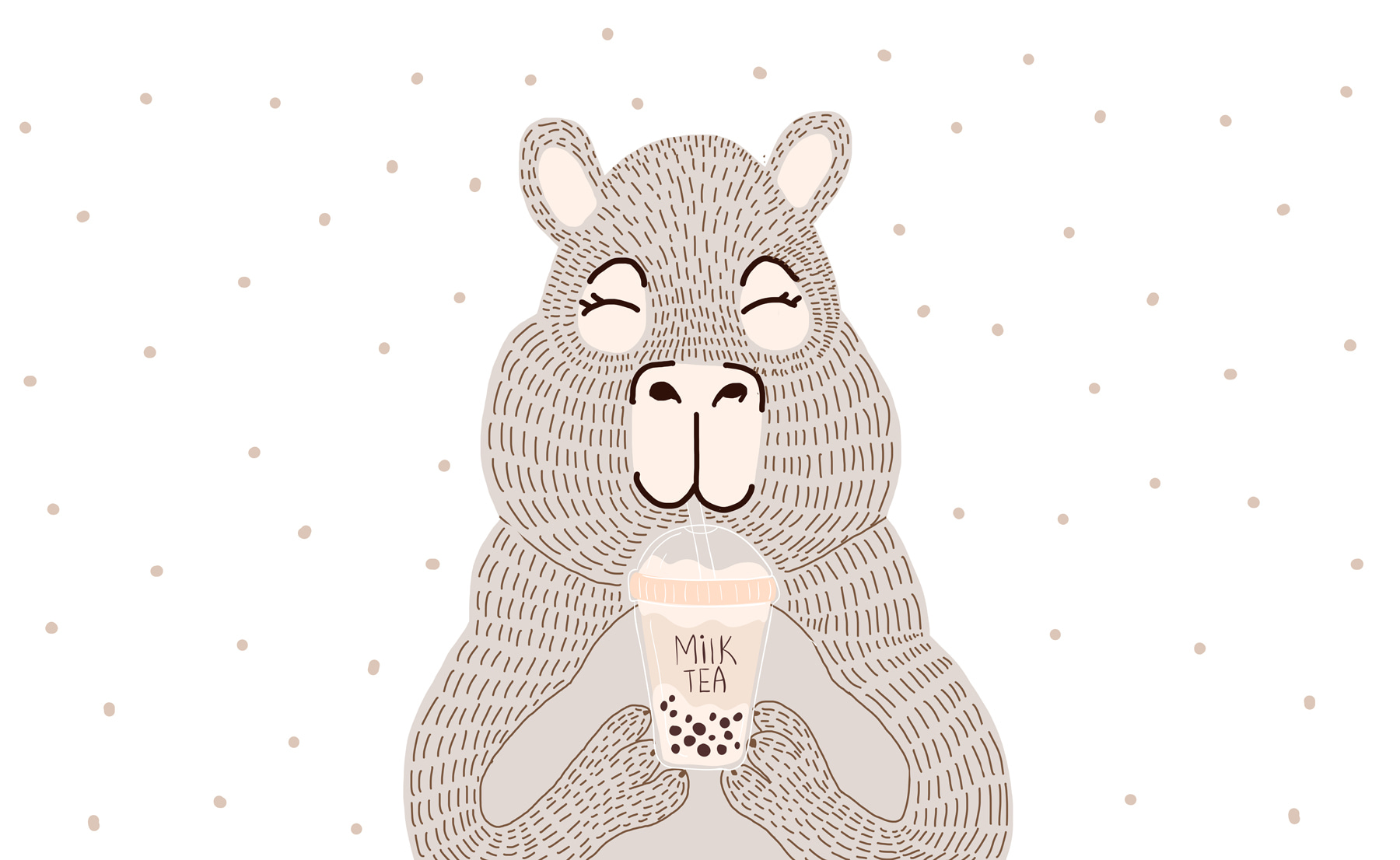 Cartoon of a bear holding a bubble tea Cartoon of a bear holding a bubble tea