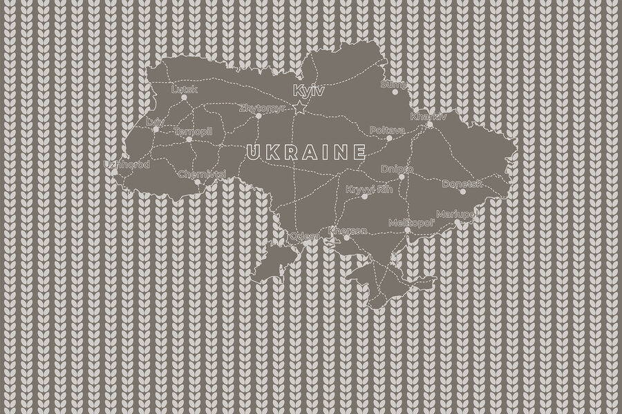 Map of ukraine with white text
