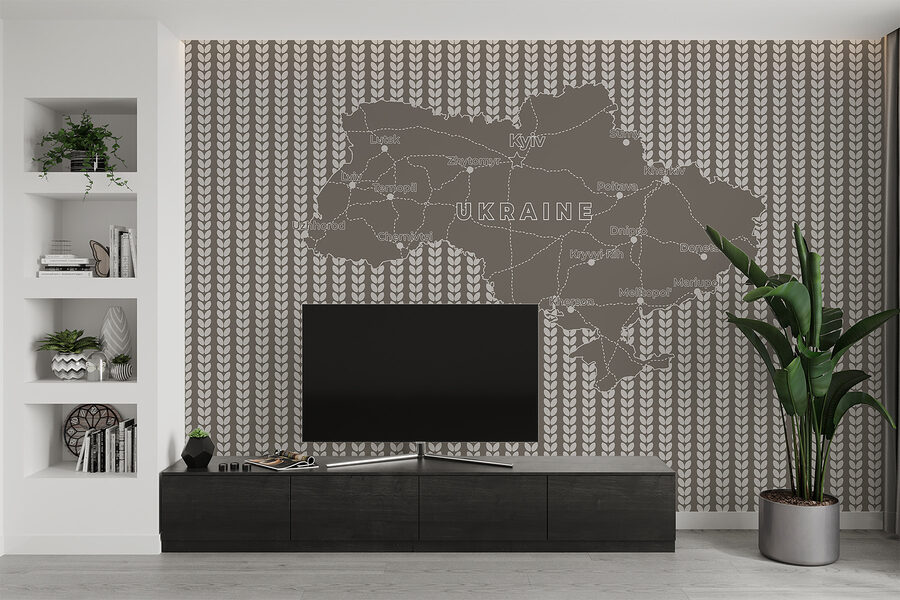 Map of ukraine with white text