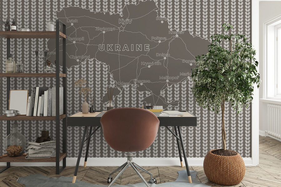 Map of ukraine with white text