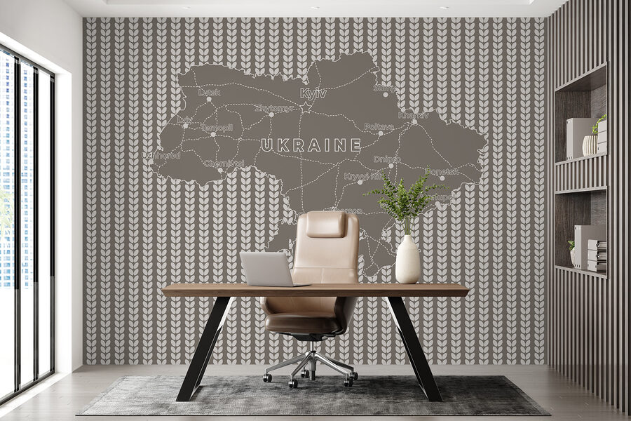 Map of ukraine with white text
