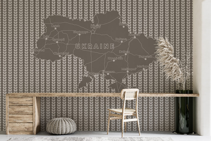 Map of ukraine with white text