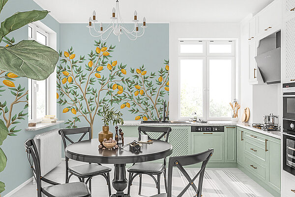 Group of lemon trees with fruits on them Group of lemon trees with fruits on them
