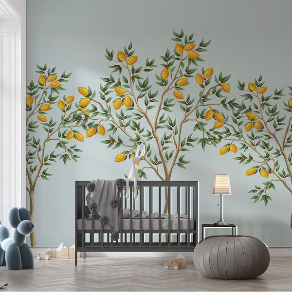 Group of lemon trees with fruits on them Group of lemon trees with fruits on them