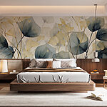 Wall mural Delicate leaves in soft hues