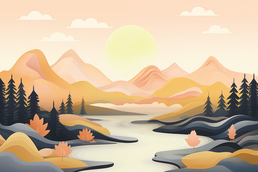 Wall murals River running through a valley - Image 6