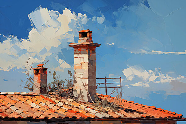 Roof with a chimney Roof with a chimney