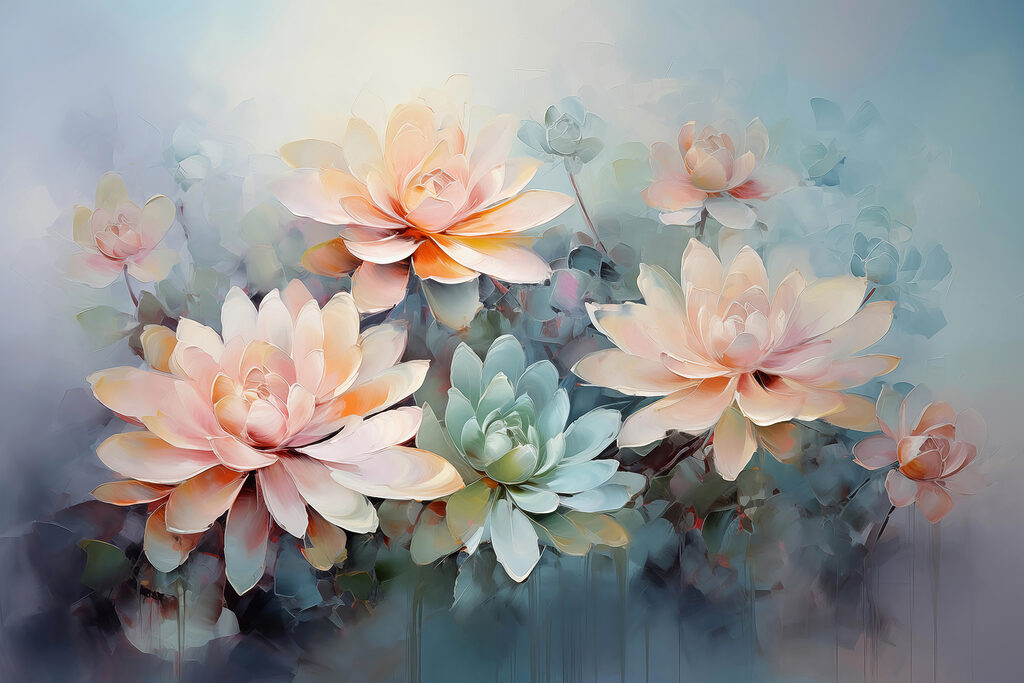 Group of flowers on a blue background Group of flowers on a blue background