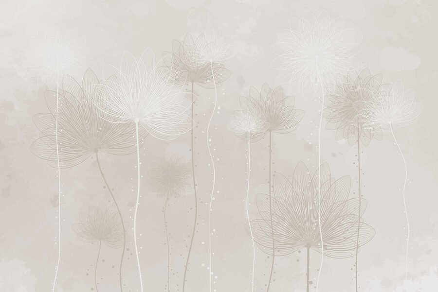 White flowers on a gray background