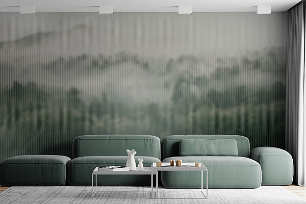 Foggy forest with trees Foggy forest with trees