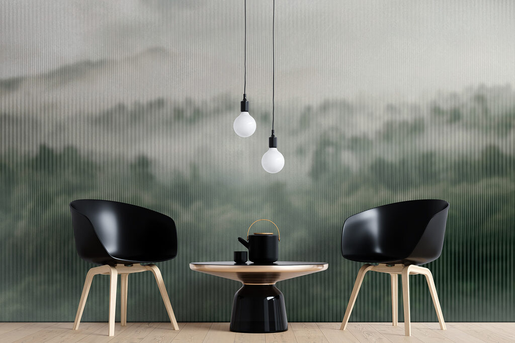 Foggy forest with trees Foggy forest with trees