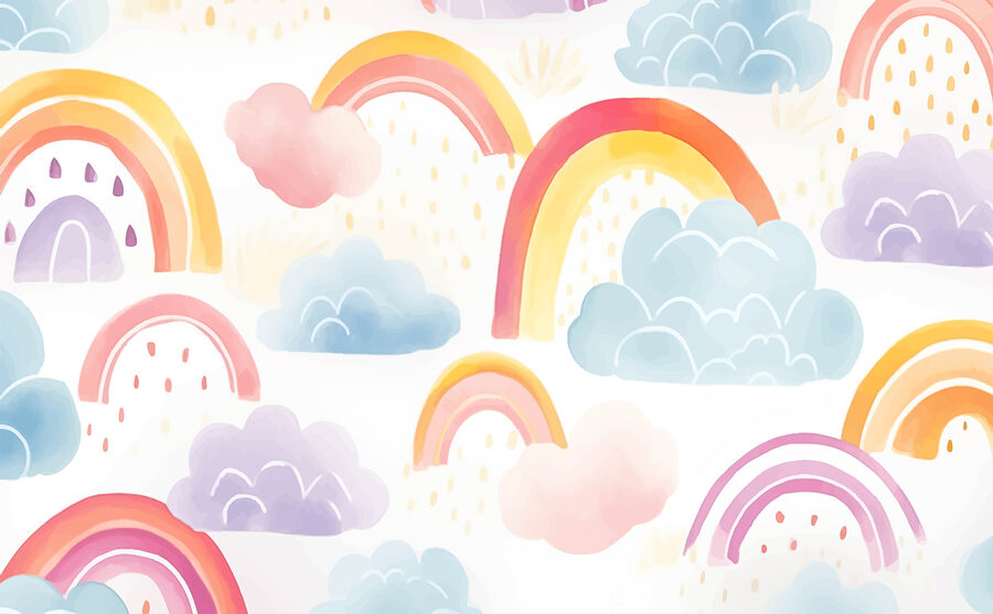 Wall murals Pattern of rainbows and clouds - Image 4
