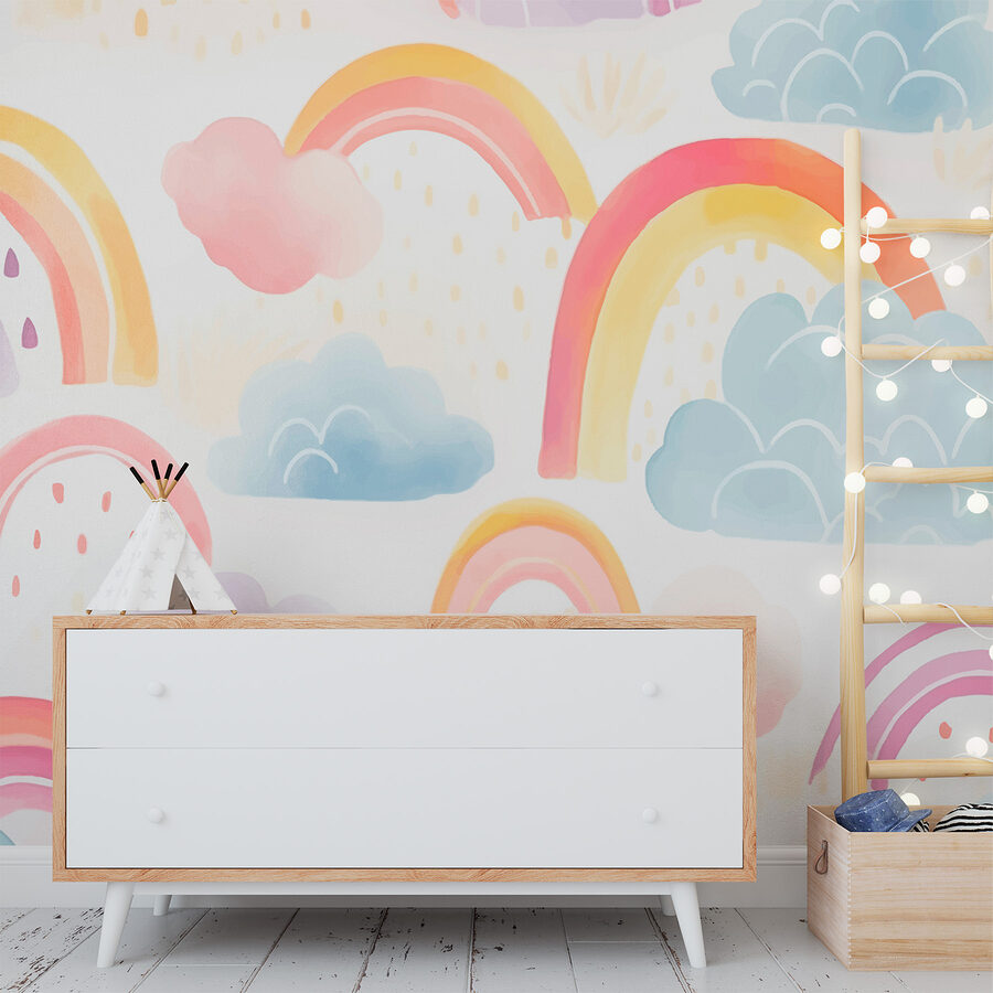 Wall murals Pattern of rainbows and clouds - Image 3