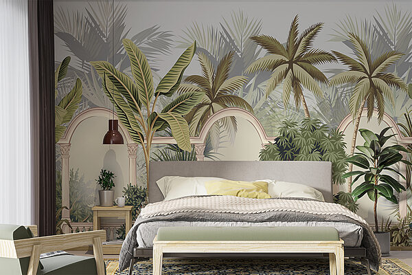 Wallpaper with palm trees and arches Wallpaper with palm trees and arches