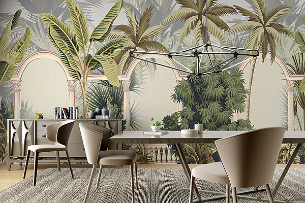 Wallpaper with palm trees and arches Wallpaper with palm trees and arches