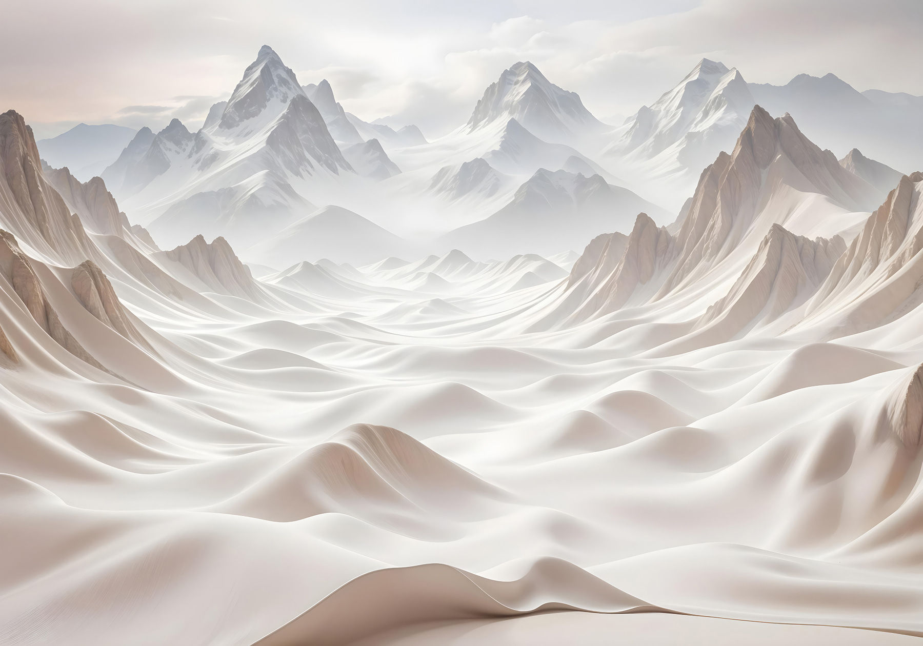 Snowy mountains with clouds Snowy mountains with clouds