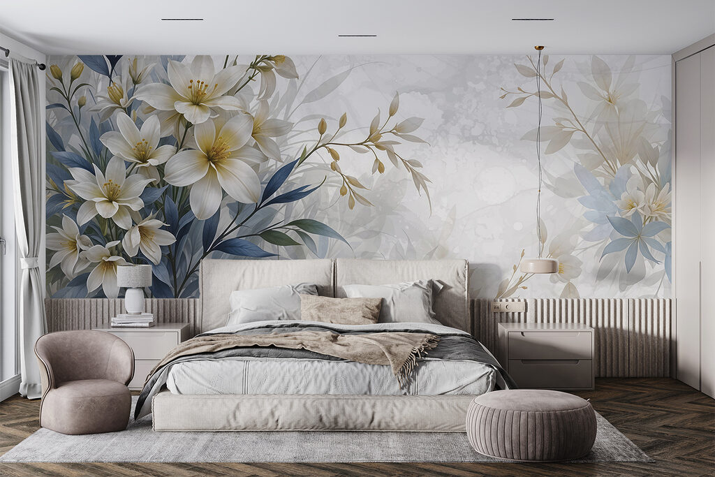 Painting of flowers and leaves