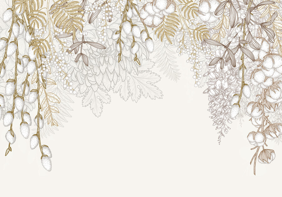 White and brown floral design