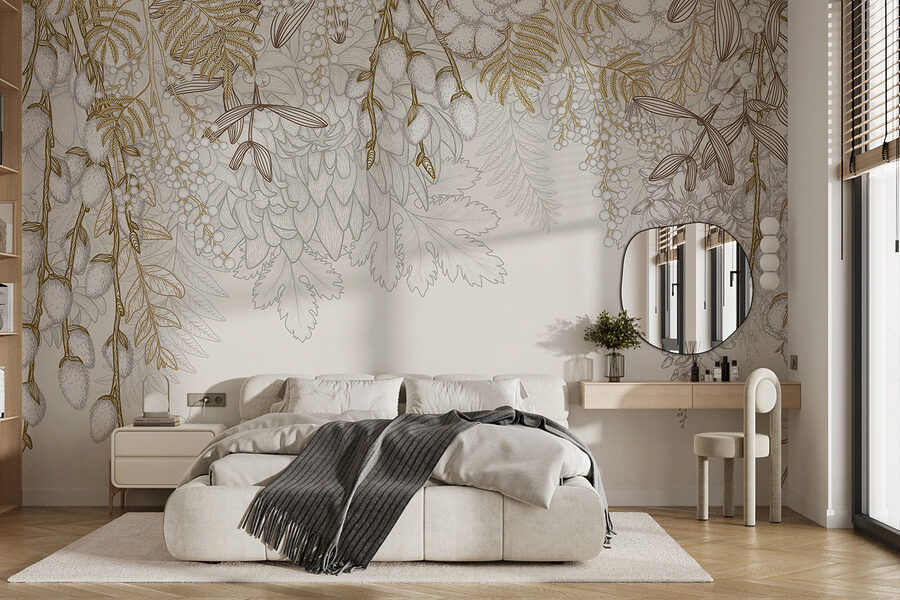 White and brown floral design