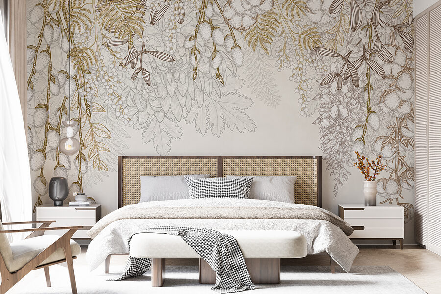 White and brown floral design