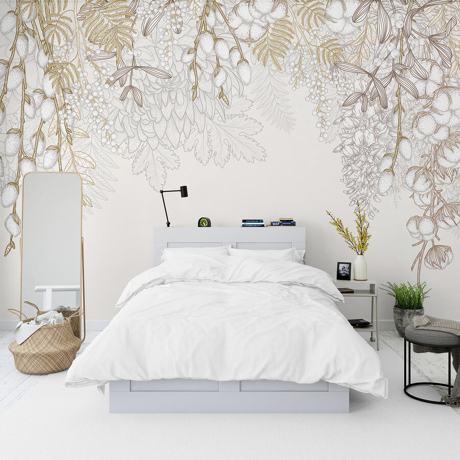 White and brown floral design