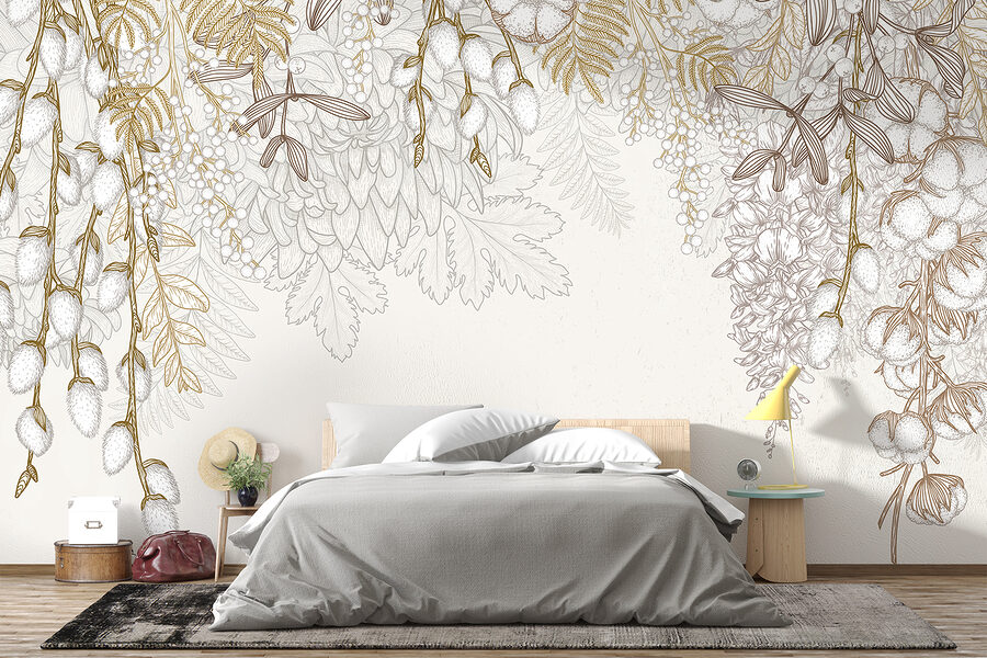 White and brown floral design