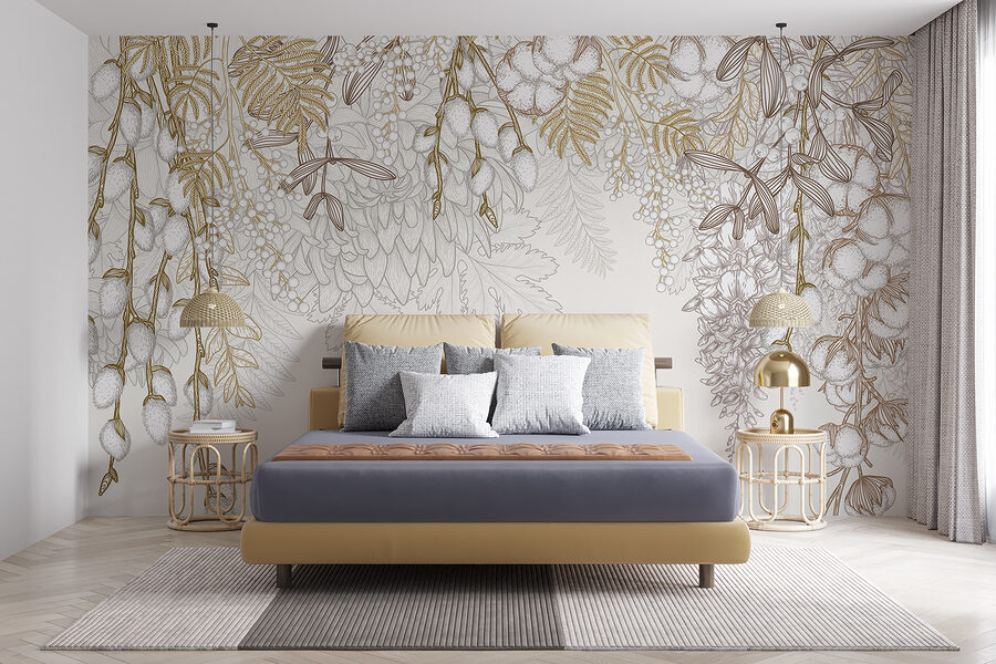 White and brown floral design