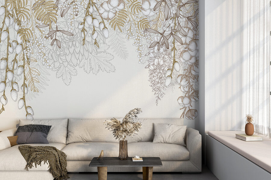 White and brown floral design