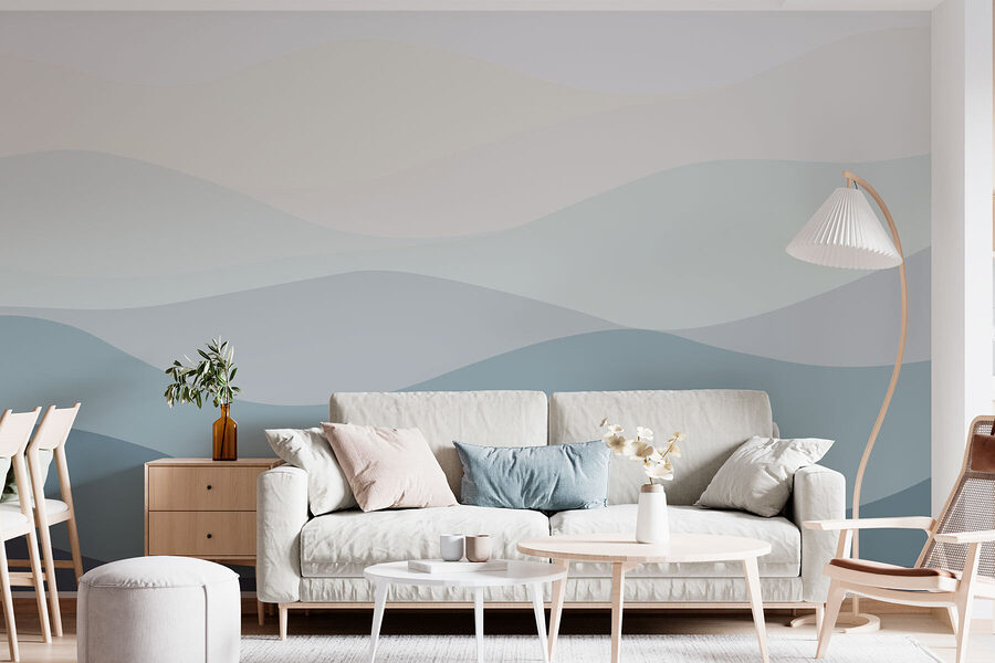 Wall murals Grey and white waves