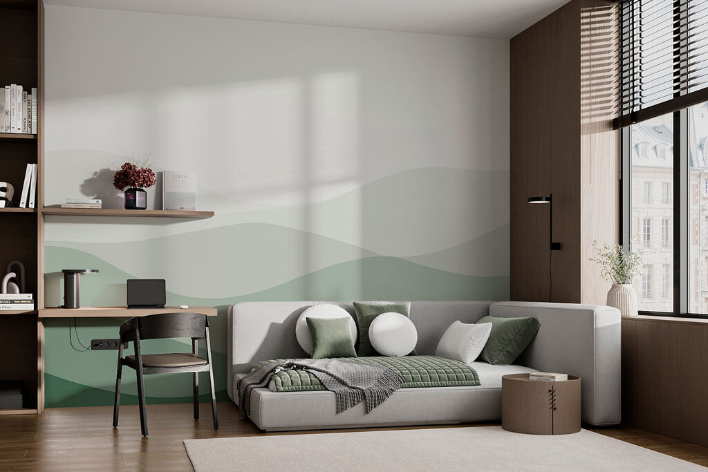 Green and white wavy lines