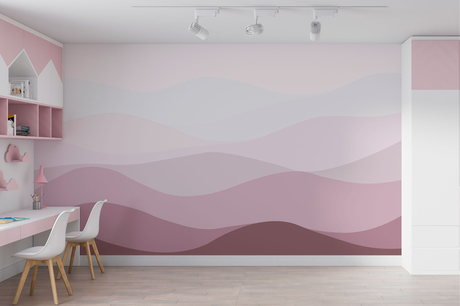 Purple and white wavy lines